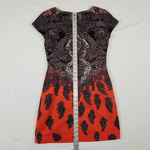 Club Monaco Wool and Silk Mini dress Size 6 Orange Black Like new - Picture 15 of 15